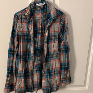 Old Navy Plaid Button Down Shirt - Gray, Blue, Red